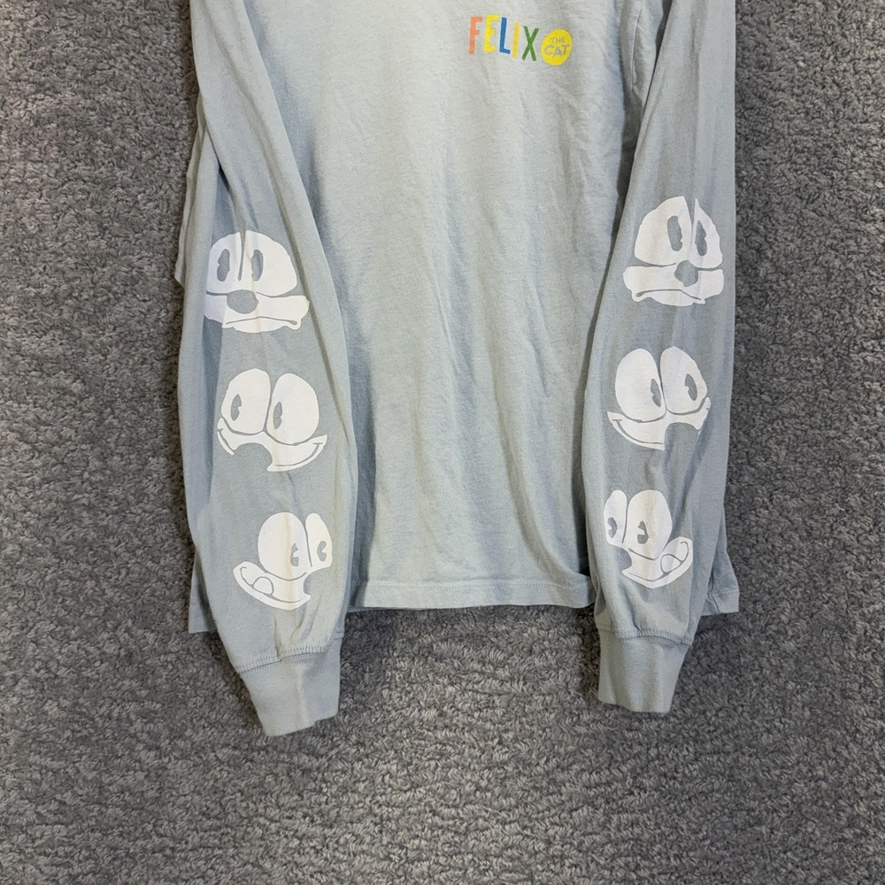 Felix the Cat Shirt Mens Small Blue Long Sleeve Graphic Cartoon Back Print Tee - Picture 2 of 5